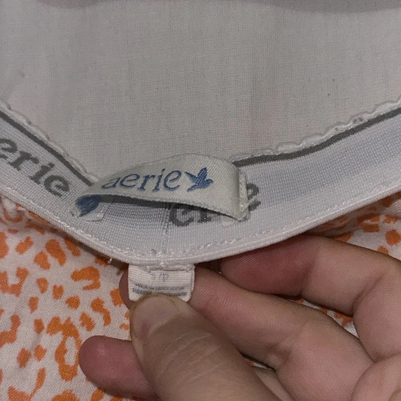 orange & white leopard print Aerie pajama shorts size small - Picture 3 of 3